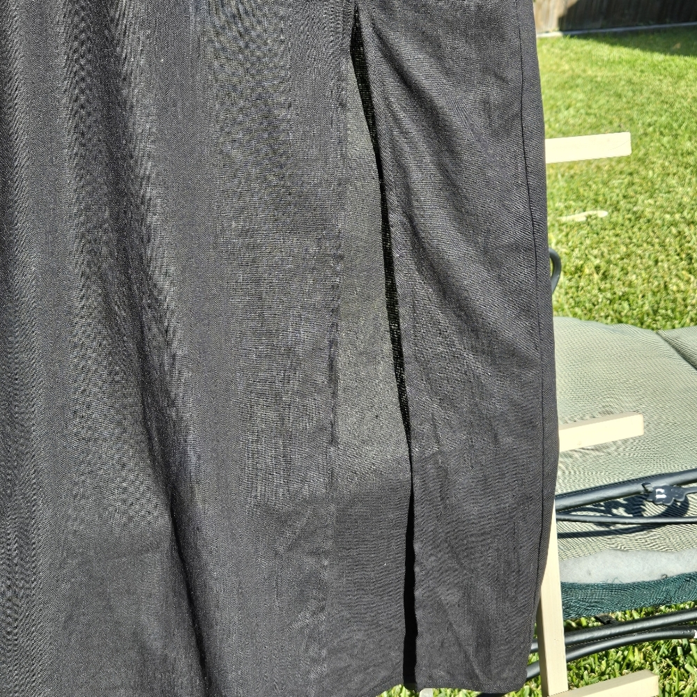 Zara NWT black Linen midi dress Puff Sleeves Open Back L - Picture 7 of 12